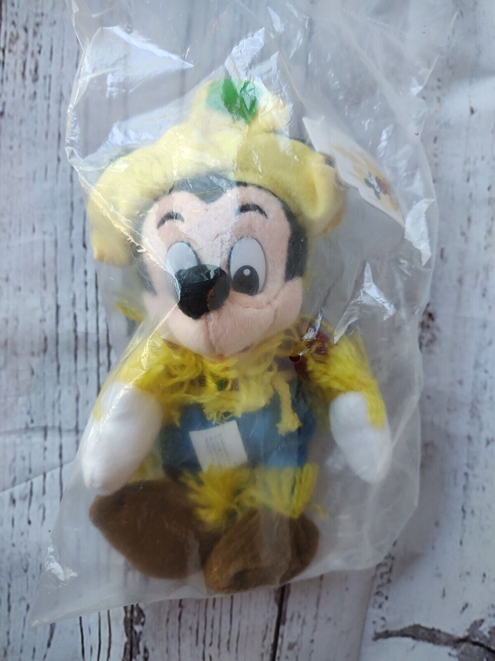 Vintage Mickey Mouse Scarecrow Costume Disney 9" Bean Bag Plush Toy 90s New